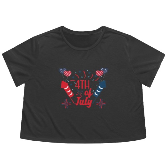 Discover 4th of July Fireworks Red White Blue Patriotic Flowy Cropped Tees