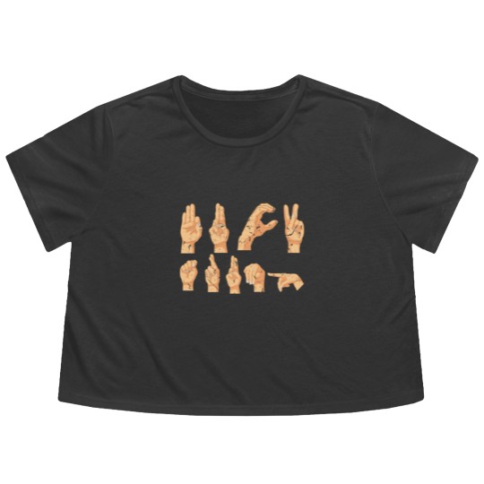Discover ASL American Sign Language Fuck Trump Funny Flowy Cropped Tees