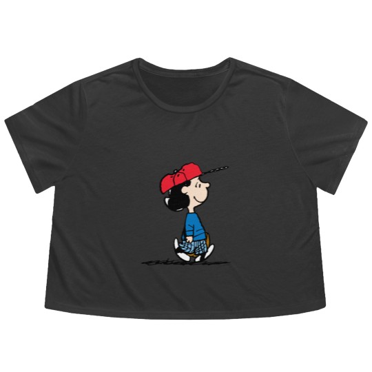 Discover Peanuts | Lucy Playing Baseball Flowy Cropped Tees