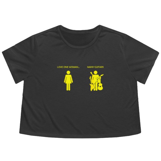 Discover love one woman many guitars funny Flowy Cropped Tees