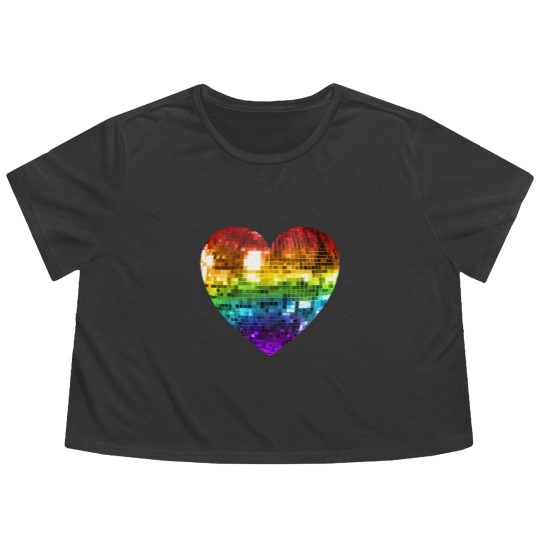 Discover Rainbow Disco Ball Heart  Classic Flowy Cropped Tees