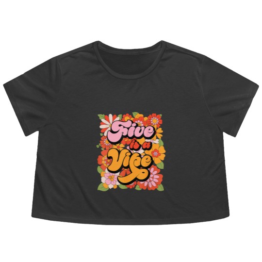 Discover Five is a Vibe 5th Birthday Party Flowy Cropped Tees