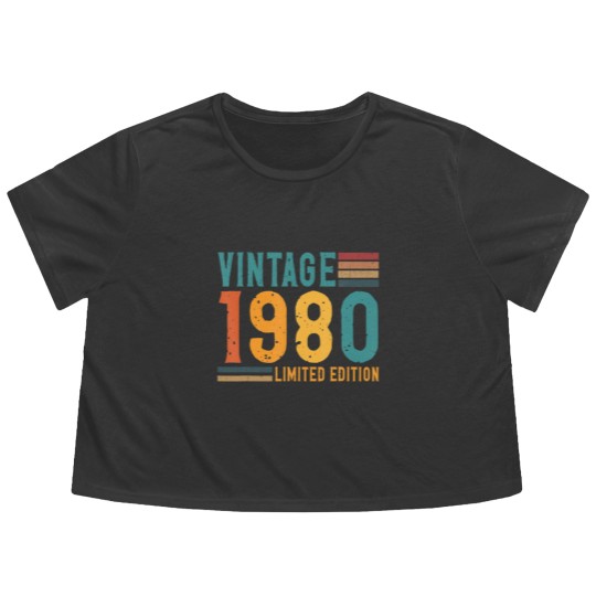 Discover Vintage 1980  42 Years Old Birthday Flowy Cropped Tees