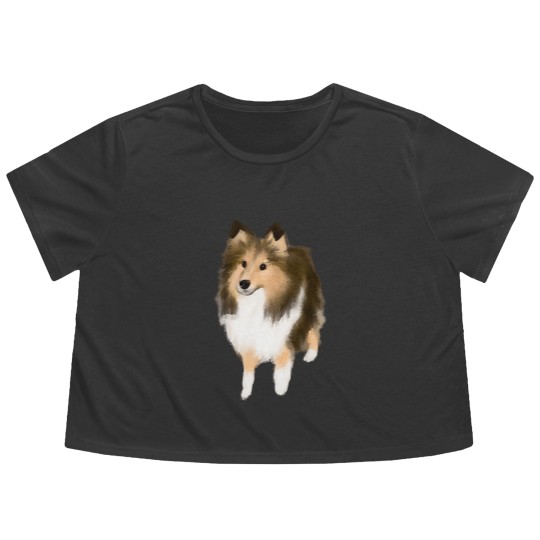 Discover Sheltie Cute Sheltie Drawing Flowy Cropped Tees