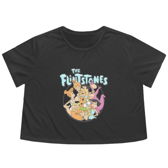 Discover the flintstones group shot family classic vintage logo t Flowy Cropped Tees