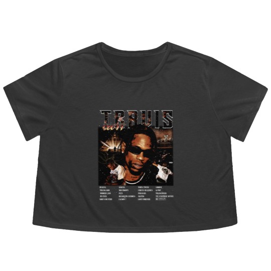 Discover Travis Scot Utopia Tracklist Flowy Cropped Tees, Vintage Travis Utopia Flowy Cropped Tees