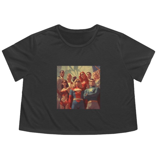 Discover justice society of America Flowy Cropped Tees