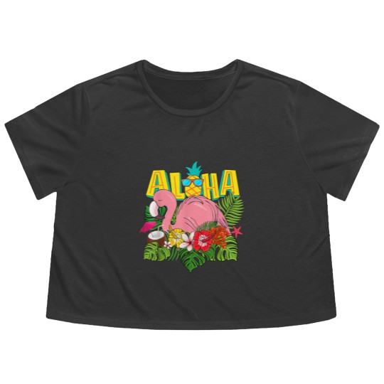 Discover Aloha Hawaii Flowy Cropped Tees Hawaiian Flamingo Kids Teen Flowy Cropped Tees