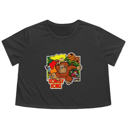 Discover Donkey Kong Arcade Game Flowy Cropped Tees, Donkey Kong Party Flowy Cropped Tees