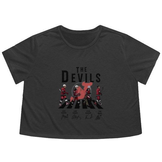 Discover Devils Walking Abbey Road Signatures Ice Hockey Flowy Cropped Tees, New Jersey Vintage