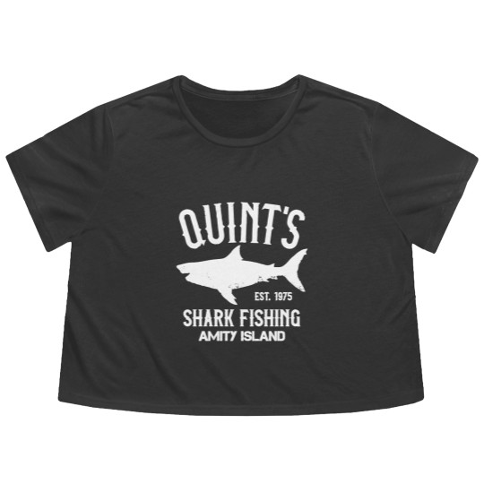 Discover Quint's Shark Fishing - Amity Island 1975 Flowy Cropped Tees