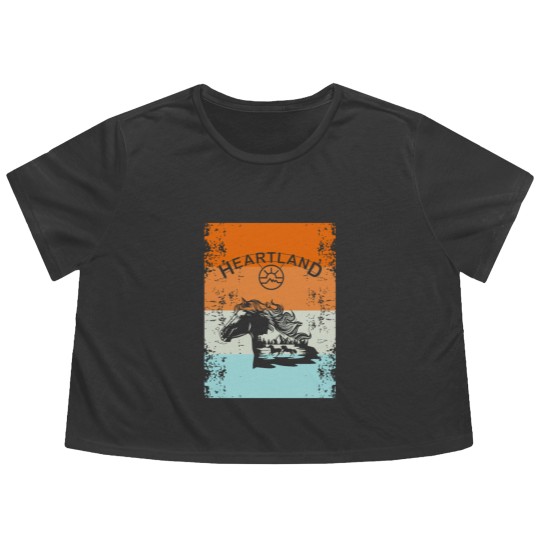 Discover Heartland,heartland ranch,Sunset heartland Flowy Cropped Tees