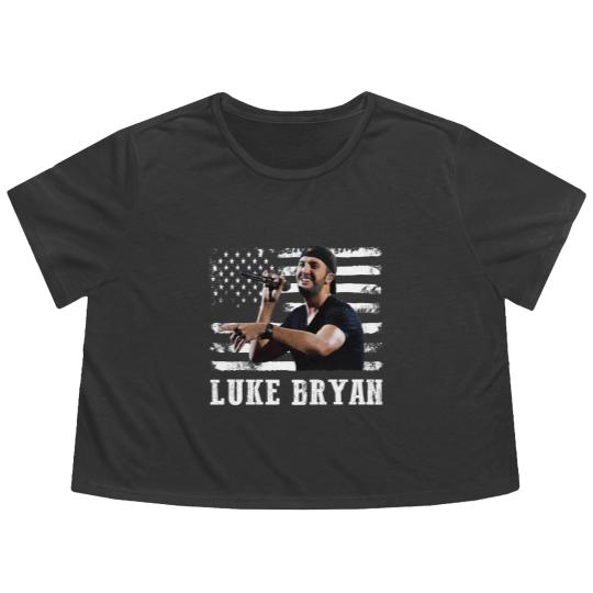 Discover Distressed American Flag Music Luke Legend Flowy Cropped Tees