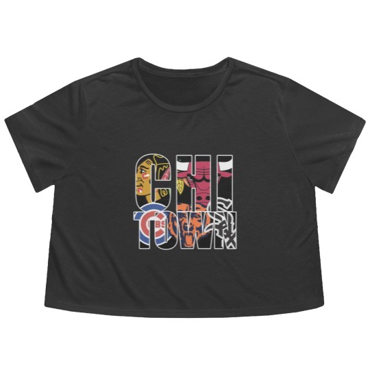 Discover Chicago Flowy Cropped Tees - Chi town chicago sports Flowy Cropped Tees