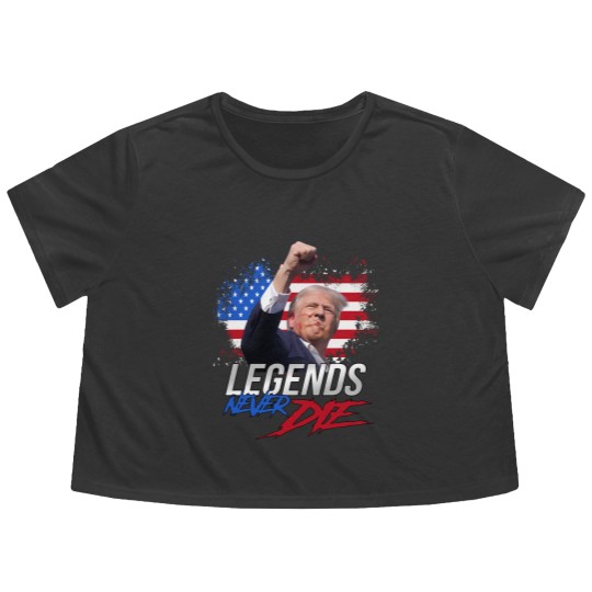 Discover Trump Legends Never Die Dark Flowy Cropped Tees, Trump Fight 2024 Flowy Cropped Tees