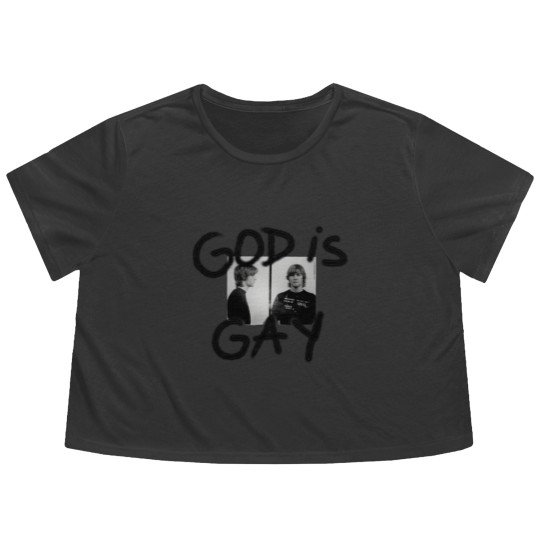 Discover God Is Gay Kurt Cobain Sticker Flowy Cropped Tees
