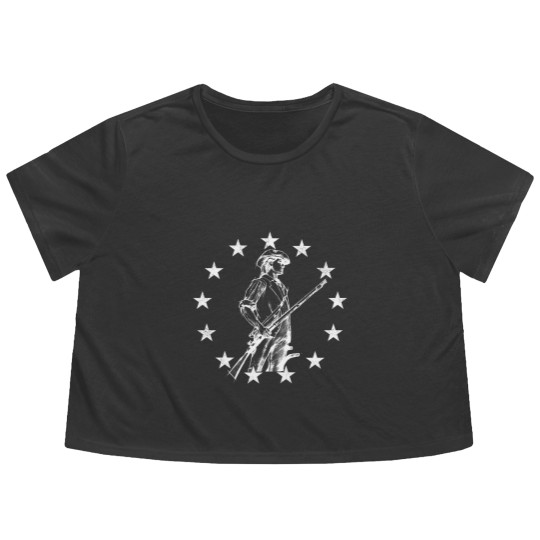 Discover Concord Minuteman Drawing White 2352 Flowy Cropped Tees