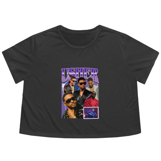 Discover Limted Rapper Usher Flowy Cropped Tees, Vintage Usher 90s Flowy Cropped Tees, Retro Usher Graphic Flowy Cropped Tees