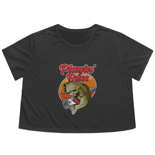 Discover funny playin' bass guitar player gift bass fish fishing Flowy Cropped Tees