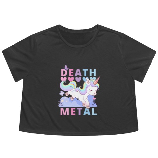 Discover Death Metal Adorable Unicorn rainbow Flowy Cropped Tees