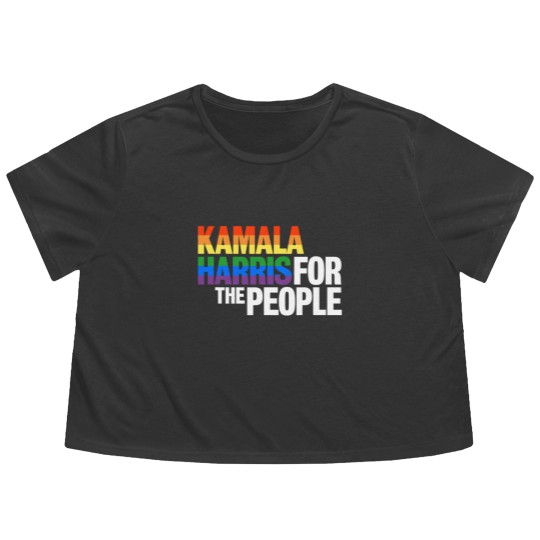 Discover Kamala Harris For President Flowy Cropped Tees, LGBT Gay Pride Rainbow