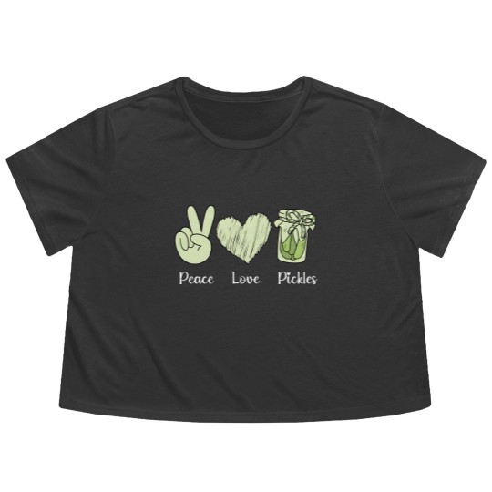 Discover Funny Pickle Flowy Cropped Tees, Peace Love Pickles Flowy Cropped Tees
