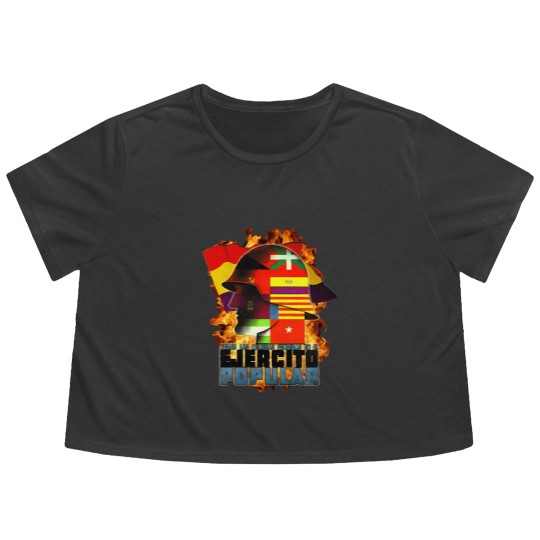 Discover Brigadas Internacionales No Pasaran Spanish Civil warr Red Star Raised Fist Revolution 3836 Flowy Cropped Tees