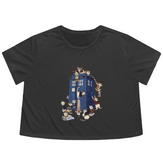 Discover Doctor Cat Flowy Cropped Tees, Doctor Who Flowy Cropped Tees, Time Lord Flowy Cropped Tees