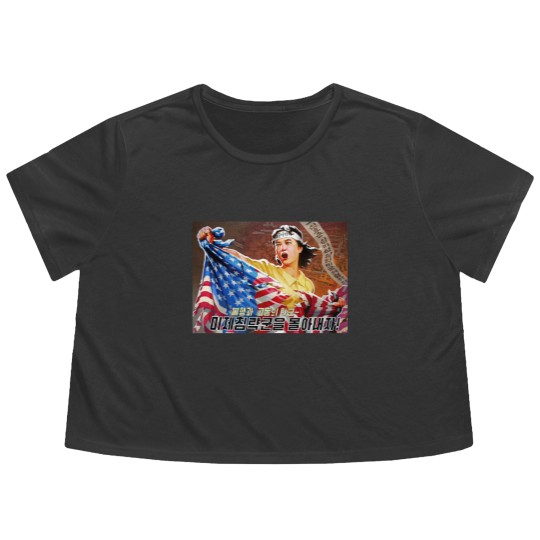 Discover North Korea Propaganda 2 Flowy Cropped Tees