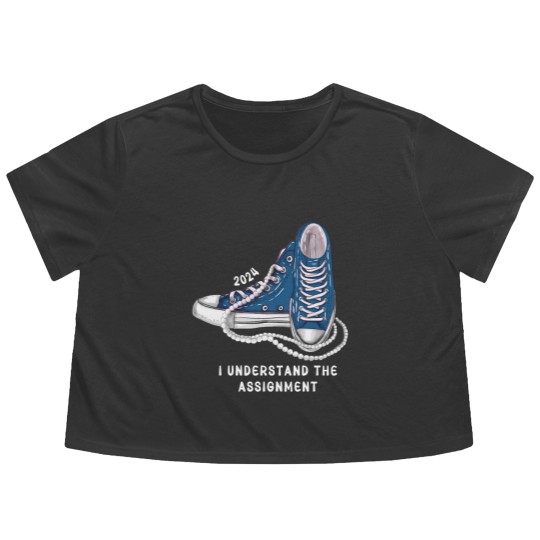 Discover I Understand The Assignment Vote Blue rally Flowy Cropped Tees, Kamala Harris Sneakers and Pearls
