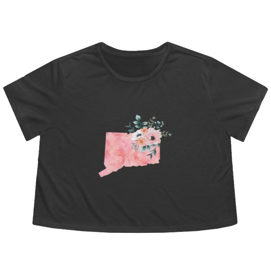 Discover Connecticut Floral - Connecticut State - Flowy Cropped Tees