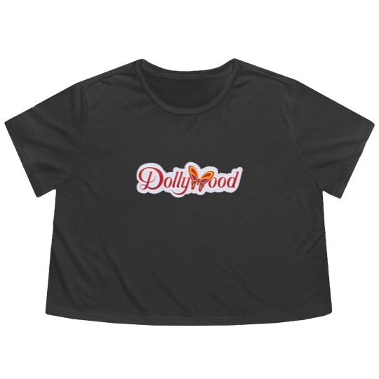 Discover Dollywoods logo Flowy Cropped Tees