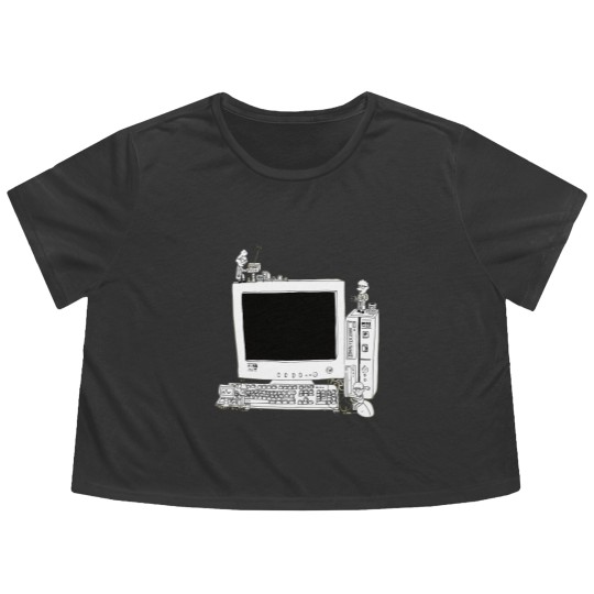 Discover Computer 2000 Flowy Cropped Tees