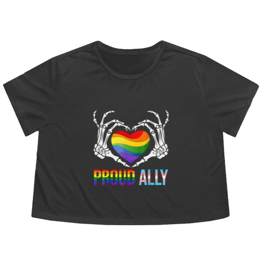 Discover proud ally lgbt transgender flag skeleton heart gay lesbian Flowy Cropped Tees