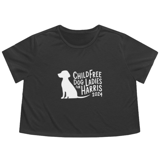 Discover Childfree Dog Ladies Flowy Cropped Tees, Harris 2024 Cat Flowy Cropped Tees, Funny Kamala Harris Graphic Flowy Cropped Tees