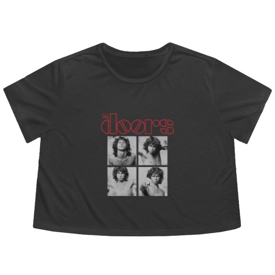 Discover The Doors: Jim Morrison Boxes Black Flowy Cropped Tees