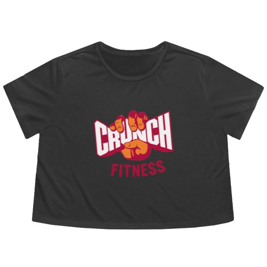 Discover Attractive-Crunch-Fitness Logo Flowy Cropped Tees