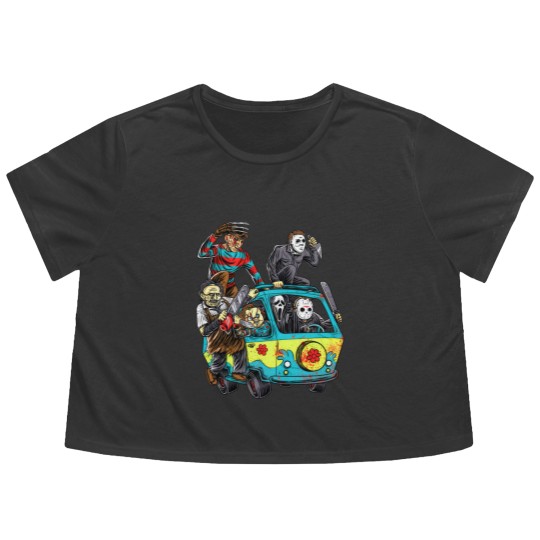 Discover Horror Movie Mystery Machine Flowy Cropped Tees