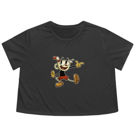 Discover Cuphead , cuphead, cuphead and mugman, cuphead game, cagney carnation, cuphead cagney carnati Essent Flowy Cropped Tees