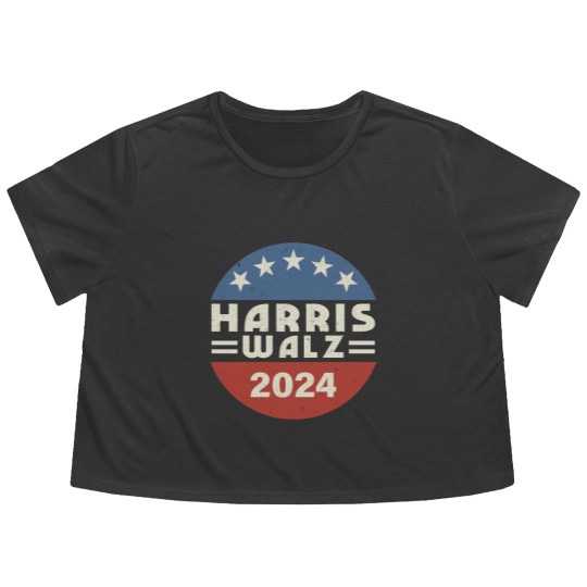 Discover Harris Walz Flowy Cropped Tees, Kamala Harris Tim Walz President VP 2024 Flowy Cropped Tees, Tim Walz