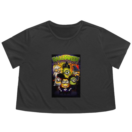 Discover Unisex Halloween Minions Jersey Short Sleeve Flowy Cropped Tees