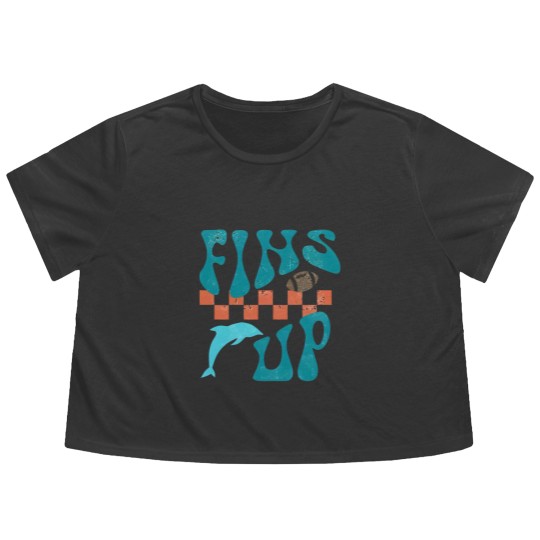 Discover Fins Up Flowy Cropped Tees  Retro Miami Football Flowy Cropped Tees Game Day Flowy Cropped Tees Miami Sports Go Fins