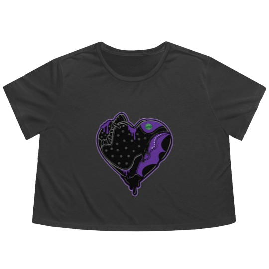 Discover Heart Jordan 13 Graphic To Match Jordan 13 Court Purple Flowy Cropped Tees