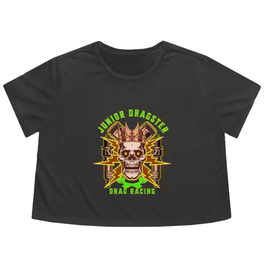 Discover Junior Dragster Drag Racing Skull Spark Plugs Piston Rods Jr Dragster Drag Racer Dragster Driver Cla Flowy Cropped Tees