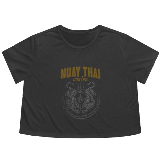 Discover twin tiger sak yant muay thai Flowy Cropped Tees
