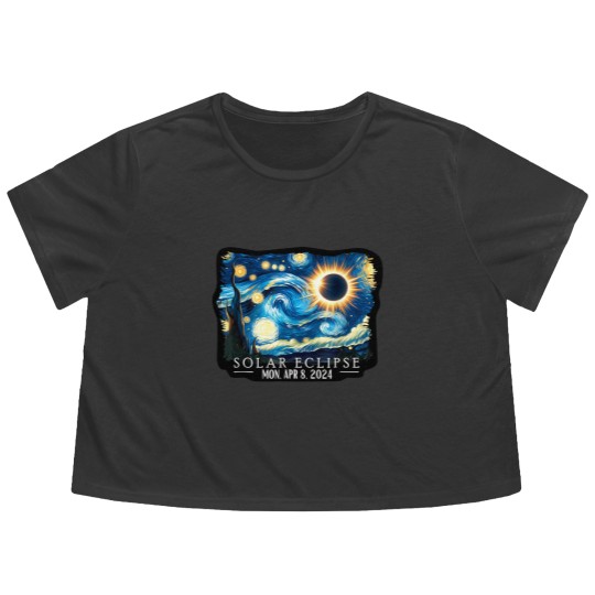 Discover Vintage American Totality Starry Night Eclipse Solar 2024 Flowy Cropped Tees