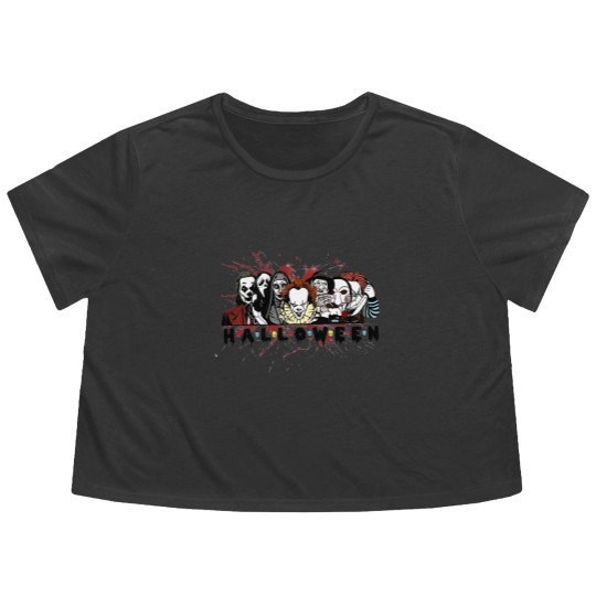 Discover Halloween Horror Flowy Cropped Tees, Halloween Horror Movie Flowy Cropped Tees, Scary Halloween Flowy Cropped Tees
