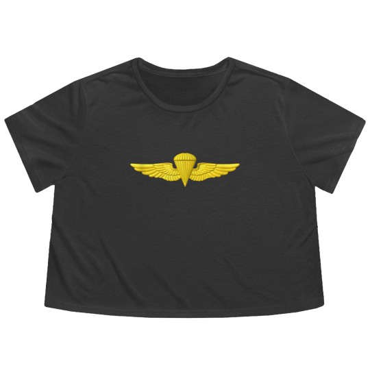 Discover Naval Parachutist Jump Wings Airborne Navy Badge Flowy Cropped Tees