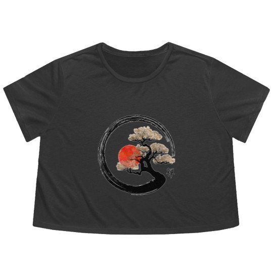 Discover Enso Zen Circle and Bonsai Tree Flowy Cropped Tees