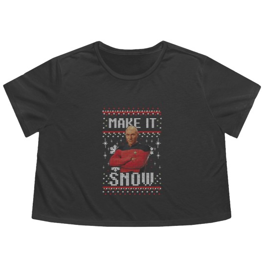 Discover Next Picard Make It Snow Ugly Sweater Christmas Birthday Flowy Cropped Tees